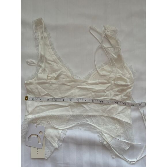 Commense Romantic White Lace Trim Crop Top Camisole Boho Chic Tank S - Picture 8 of 14